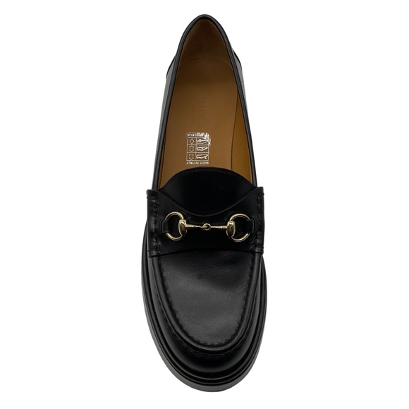 GUCCI BLACK HORSEBIT PLATFORM LOAFERS - Picture 4 of 10